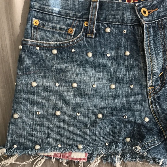 Vintage | Levi’s 514 Studded Slim Straight Jeans Short Blue Size W30 L30 - Picture 4 of 16
